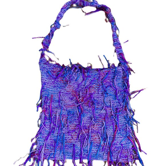 HANDMADE KNITTED HOBO BAG MULTI-COLOR - Picture 1 of 10